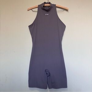 Better Me BTTRM Mauve Mock Neck Romper Zip-Back Onesie Sleeveless Women M